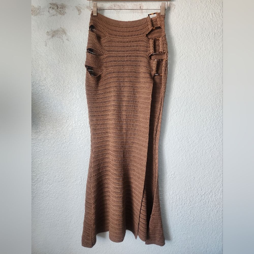 Outcast Beach Chic Tan Knit Maxi Skirt